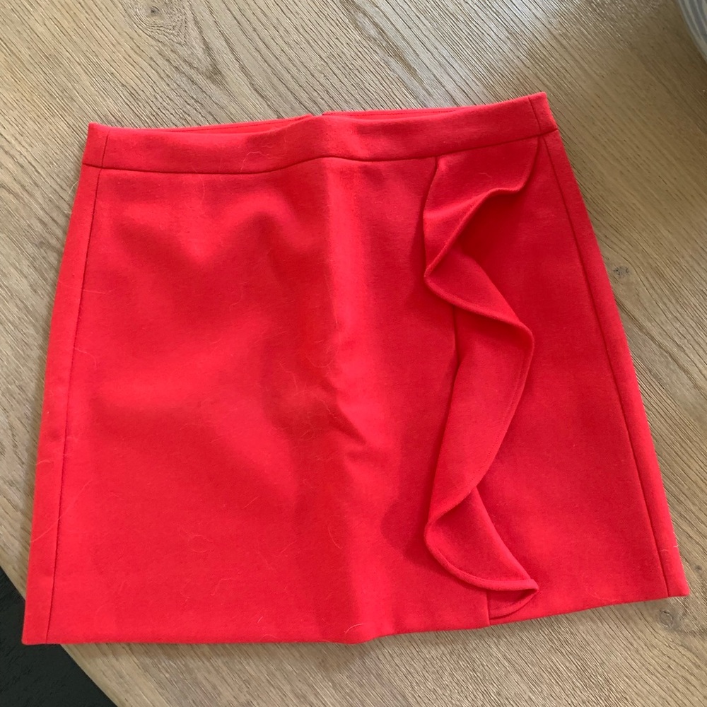 J Crew Red Wool Skirt
